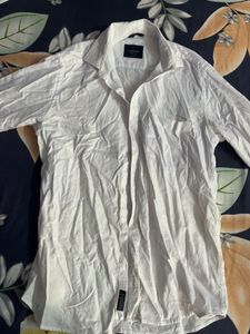 smart fit white cotton shirt