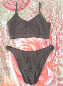 Elegant Black Sport Bra &amp; Panty Set👙