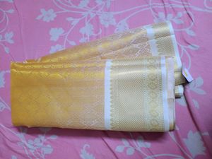 New Golden Tissue Silk Saree Dual Tone.