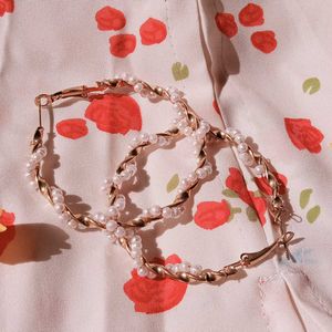 Pearl Embellished Hoop Earrings
