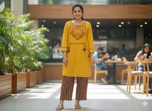 Mustard Embroidered Kurta