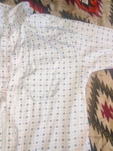 Patterned White Button-Down Shirt