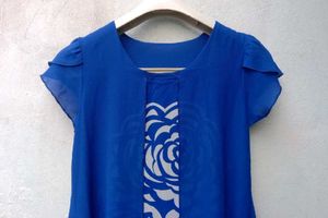 New With Tag Korean Aline Blue Art Top
