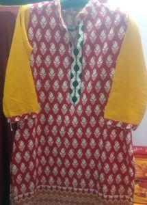 Red & Yellow Print Tunic Top