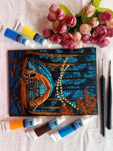 Camping Night Artwork Painting