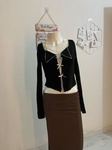 Cute Lace Trim Bow Detail Top🎀