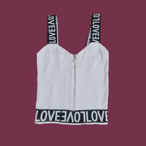 White Crop Top With Zipper