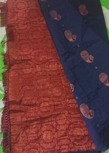 Navie Blue And Maroon Silk Saree