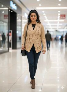 Stunning Beige/Tan Crochet Lace Cardigan Sweater