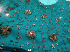 Teal Embellished Blouse/crop top