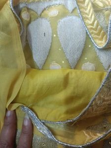 Yellow Embroidered Saree