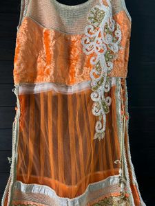 Embroidered Orange Ethnic Dress