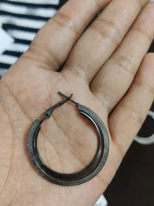 Black Metallic Hoop Earrings