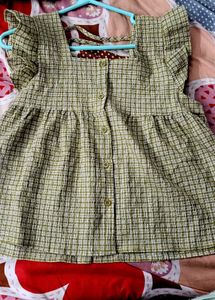 Olive Green Plaid Button-Up Top