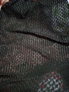 Green Scarf with Silver Stripes