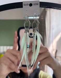 Thai Feather Bead Long Earrings
