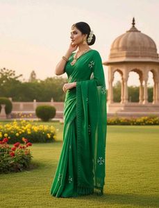 Emerald Green Embellished Saree
