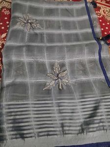 Organza Worked Saree With Unstitched Blouse