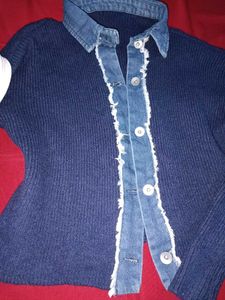 Denim Trim Cardigan