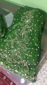 Parrot green Anarkali, chudidar n heavy duppata.