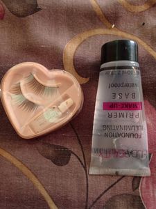 Eyelashes And Huda Beauty Primer Combo For Girls