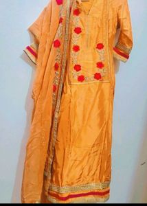 Musturd Kurta &amp; Pink Pyjami Set &amp; Dupatta 32 Bust