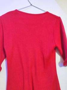Red Ribbed Top