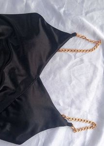 Black Satin Padded  Mini Dress