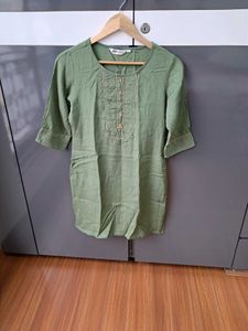 41) Olive Green Jaipur Kurti Top - Size M