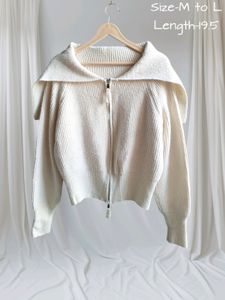 Cream Knit Zip-Up Cardigan