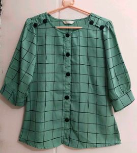 Mint Green Checkered Blouse