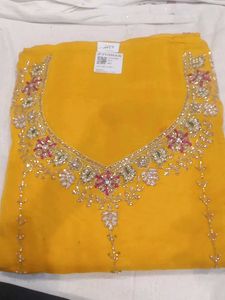Yellow Embroidered Dress Material