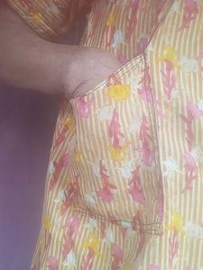 Mustard Colour Nighty For Womens With Pocket
