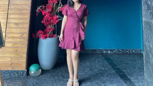 Burgundy Wrap Mini Dress