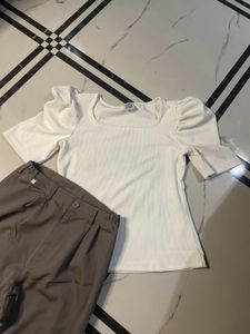 Combo Grey Trouser With White Top