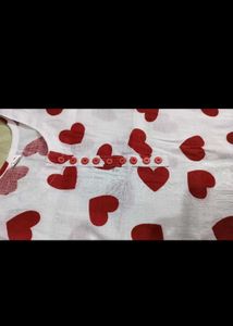 Heart Print White Kurti