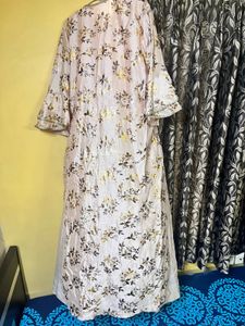 Elegant Floral Foil Print Gown