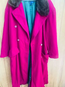 Vintage Pink Coat with Fur Collar