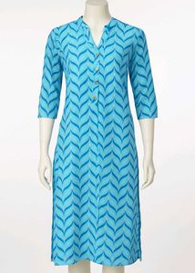 Blue Printed Kurti Dress🩵