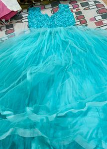 Womens Turtle Green  Colour Party Wear Flared Gown