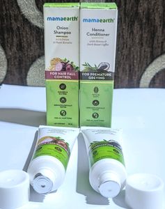 A Combo Of Onion Shampoo With Onion And Plant Keratin For Hair Fall Control + Henna Conditioner With Henna And Deep Roast Coffee For Premature Greying