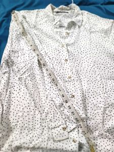 Xxl Ivory Shirt With Black Polka Dots