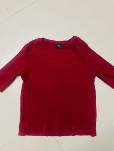 Red Ribbed Top