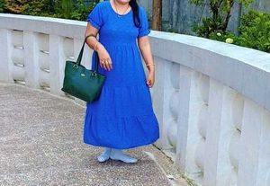 Blue Tiered Midi Dress
