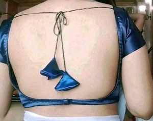 Satin 1 Hook Non Padded Deep Neck Blouse