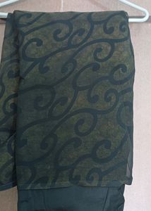 Designer Saree Black Golden Design Soft Net