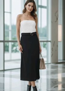 Chic Black Belted Maxi Skirt
