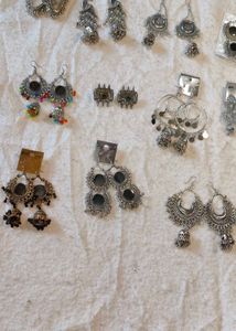 Oxidised Earrings And Necklace