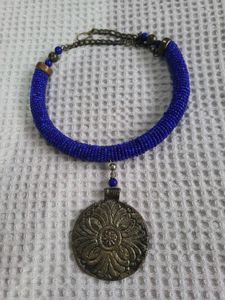 Blue Beaded Boho Necklace