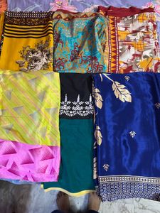 7 Combo Saree Satin Silk Soft